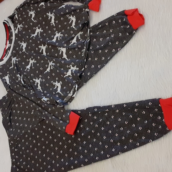Sz (16/18) Super Soft Reindeer Gray Red White Pajama Set - Picture 7 of 12